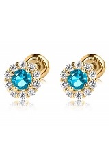 superb teeny round deceber baby birthstone earrings
